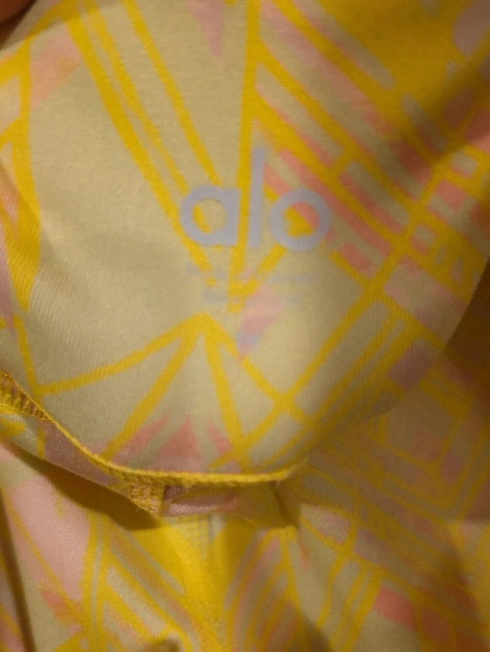 ALO Yoga Air Brush Capri  Yellow & Pink Geometric Capri Leggings